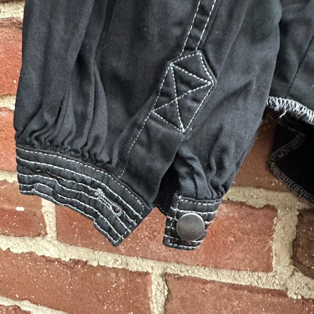 Free People We The Free With Love Denim Overshirt Jacket Black Womens small NEW - Picture 8 of 8